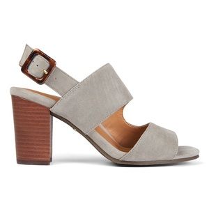 NWT Vionic Perk Bianca Suede Sandal Tortoise Buckle Heel Dark Taupe Size 6